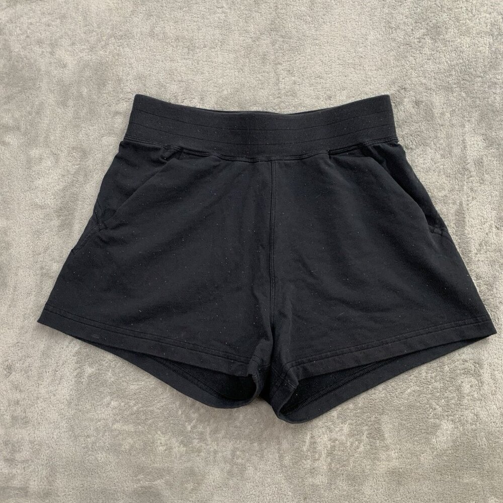 Lululemon Shorts Womens 6 Black Speckled LA Sweat Active Athleisure Workout Gym